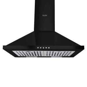 Glen 60cm 1000 m³ h Pyramid Kitchen Chimney (6050 DX Junior ,Push Button Control with 2 Baffle Filter, Black)